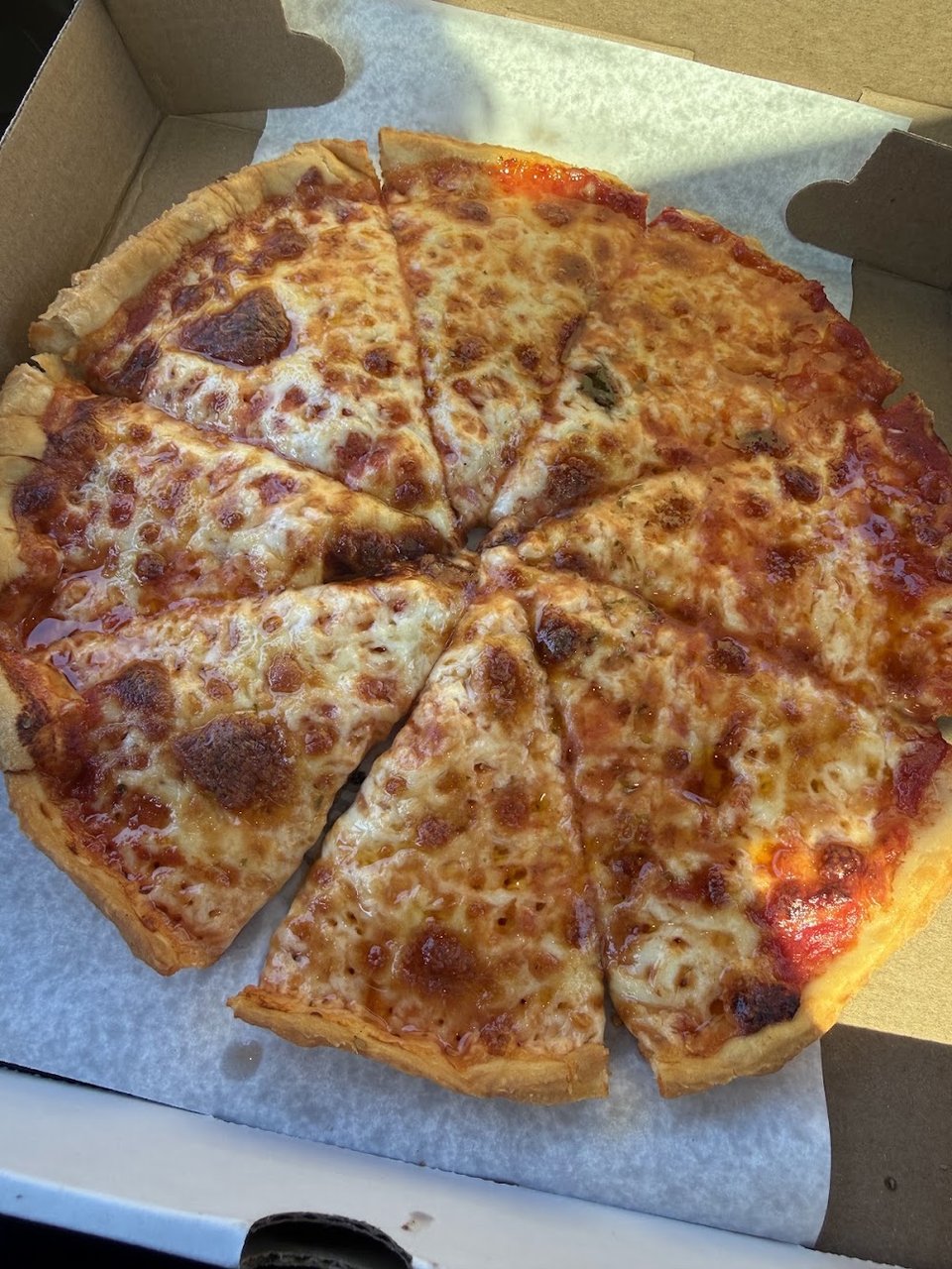 Sliced Cheese Pizza in Box
